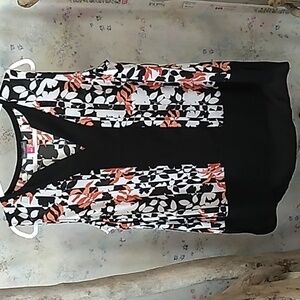 Vince Camuto Abstract Floral Print Women's Sleeveless High Low Blouse Top Size L